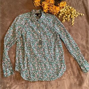 J.Crew Green Patterned Blouse